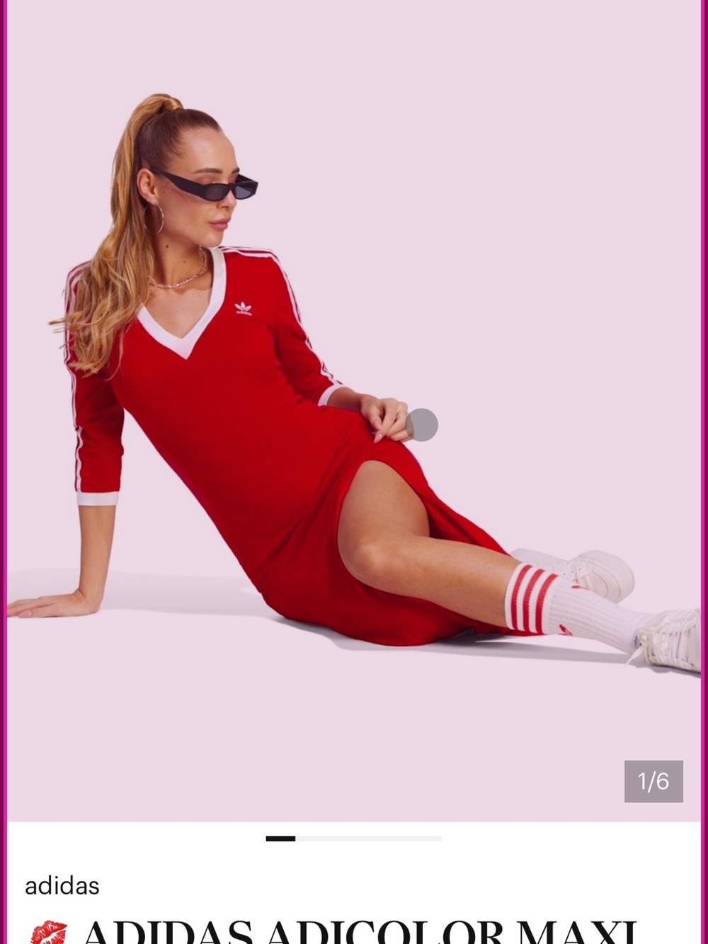 adidas Red Maxi Dress with White Trim - Picture 4 of 6